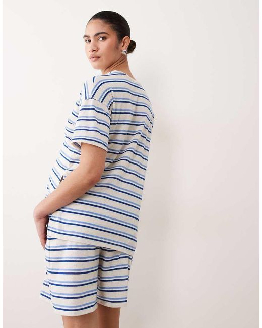 Mama.licious Blue Mamalicious Maternity Textured Jersey Oversized T-shirt Co-ord