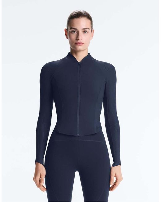 Oysho Blue Comfortlux Rib Technical Jacket