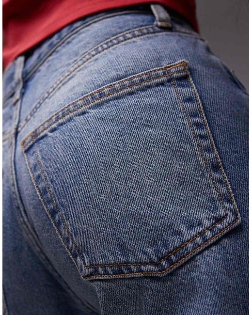 TOPSHOP Blue Straight Kort Jeans