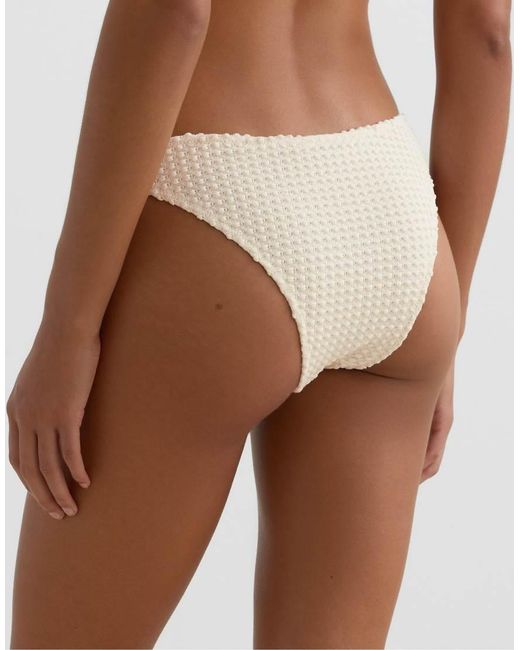 Oysho Brown U-cut Bubble-texture Crochet Medium-coverage Bikini Briefs