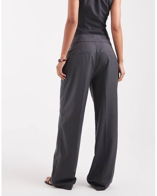 Vero Moda Blue Tailored Pleat Front Wide Leg Trouser With Adjustable Button Waist