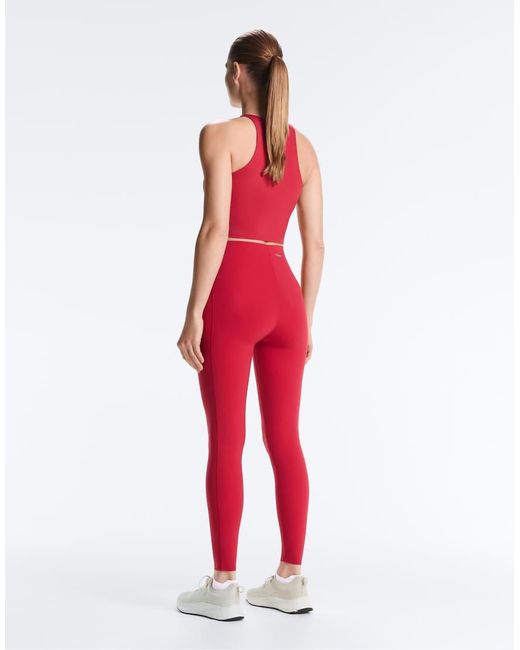 Oysho Red Compressive Core Control Ankle-Length Leggings
