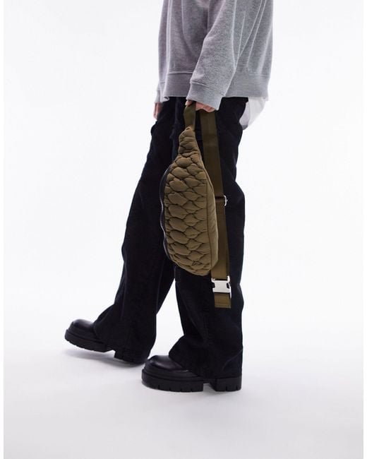 TOPSHOP Bailey Micro Quilt Nylon Bumbag in Gray Lyst