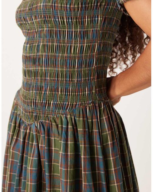Amy Lynn Green Shirred Midi Dress