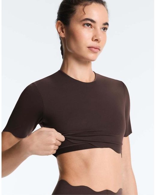 Oysho Brown Wavy Compressive Tank Top