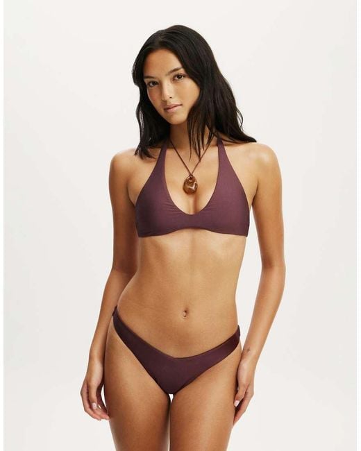 Cotton On Brown Scoop Neck Halter Bikini Top