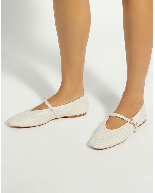 Dune White Headliner Ballet Pumps