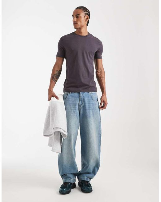 New Look Blue Muscle Fit T-Shirt for men
