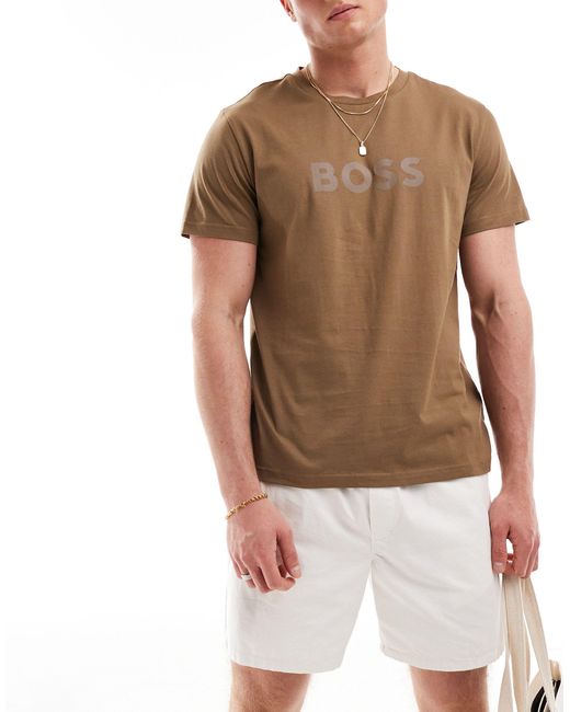 Boss - t-shirt a maniche corte open di Boss in Brown da Uomo