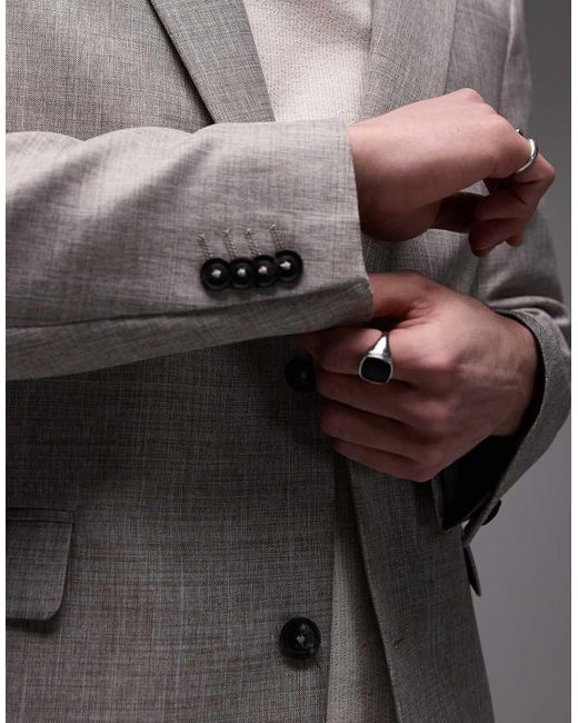 Topman Gray Relaxed Textured Suit Jacket for men