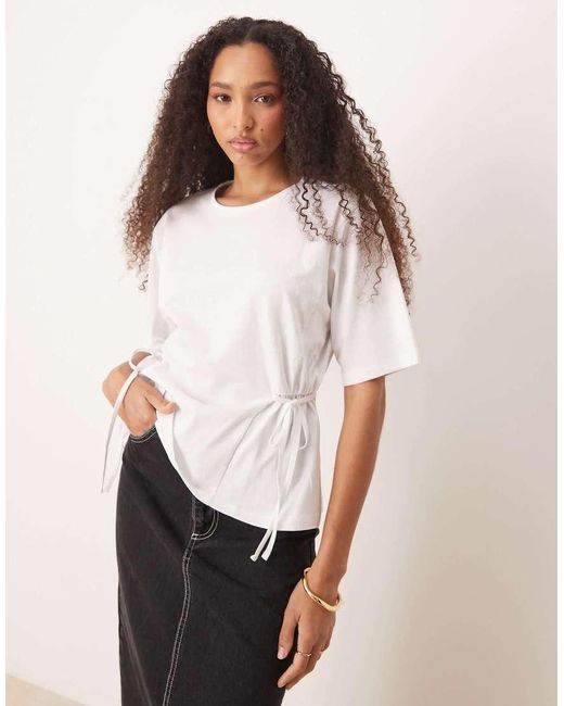Camiseta Extragrande Con Detalle De Lazada De -Sin Color ASOS de color White