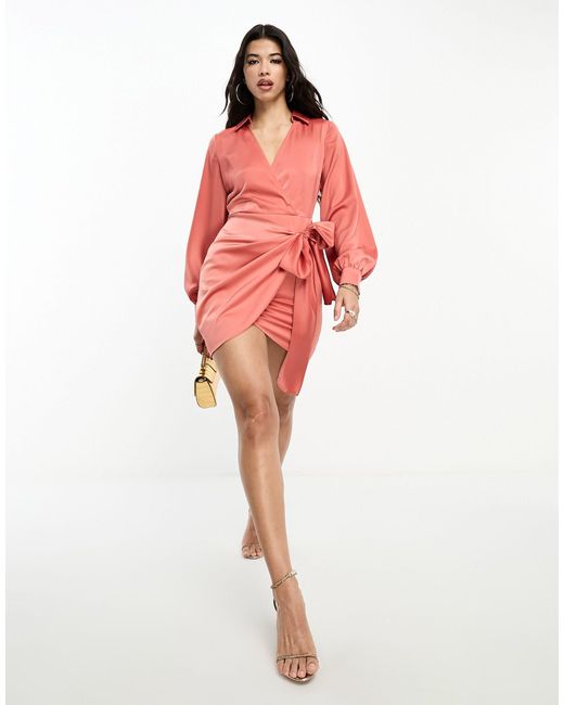 In The Style x Perrie Sian exclusive knot front shirt dress in pink