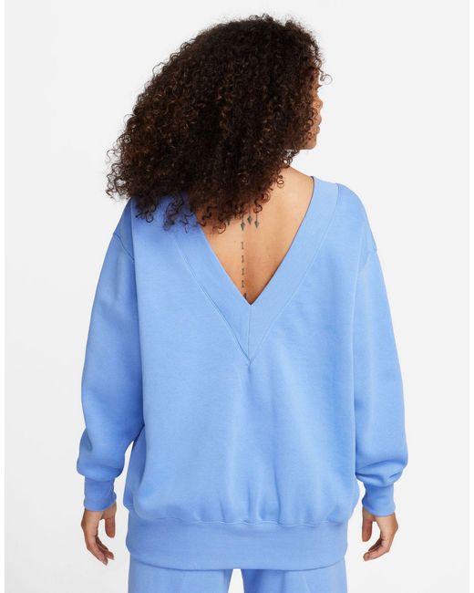 Nike Blue Essential Oversized V-neck Sweatshirt
