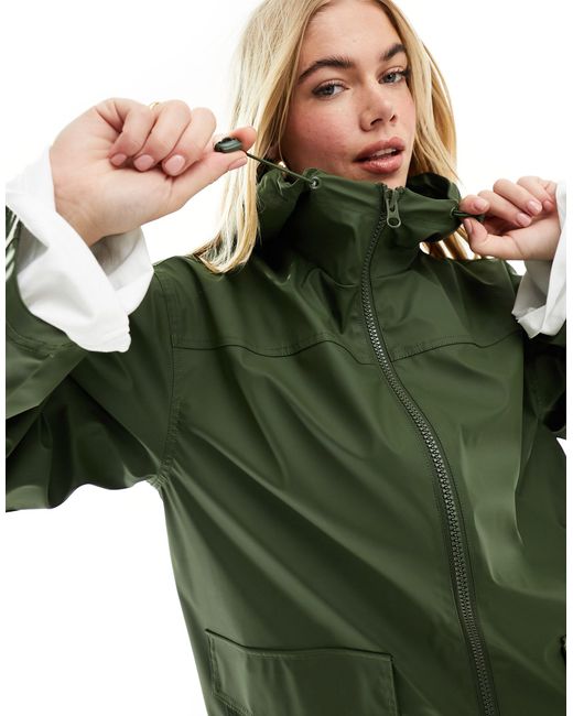 ASOS Green Rubberised Rain Coat
