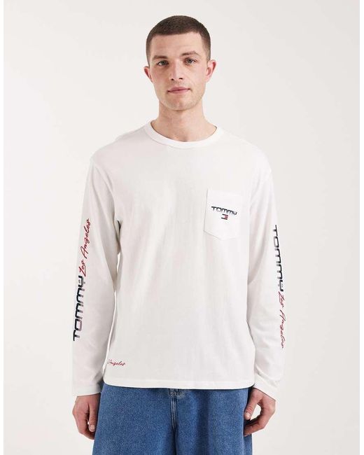 Tommy Hilfiger White Relaxed Fit Long Sleeve T-Shirt for men