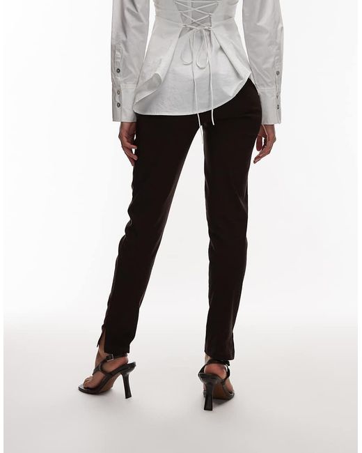ASOS Brown Bengaline Cigarette Trouser With Side Split Detail