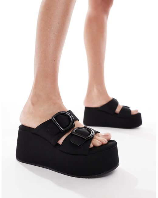 ASOS White Take Over Buckle Detail Flatform Mules