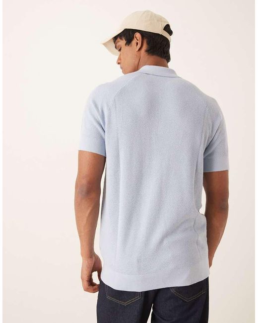 Lyle & Scott Blue Linen Polo for men
