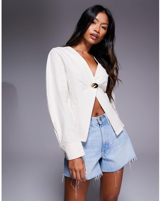 ASOS Yellow Button Front Cocoon Sleeve Top