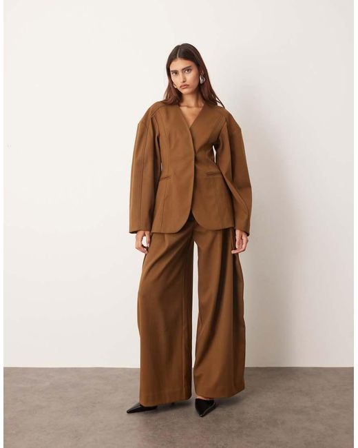 ARRANGE Brown Twill Sculpted Blazer Co-ord