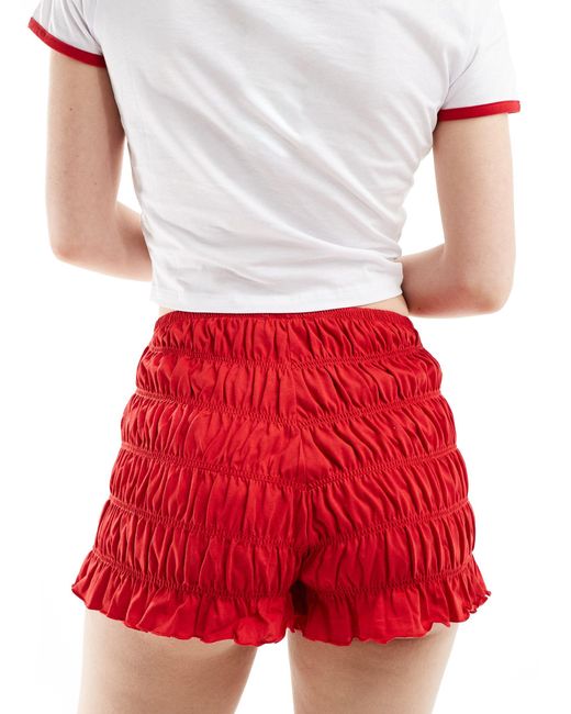 Pantalones cortos s fruncidos bloomer ASOS de color Red
