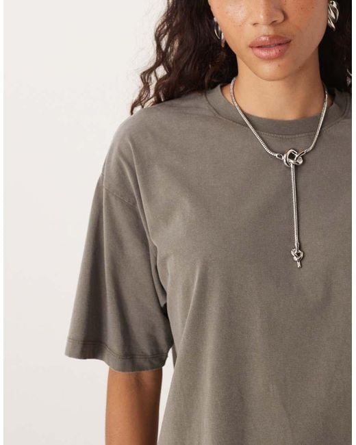 JJXX Oversized T-Shirt Met Acid Wash in het Brown