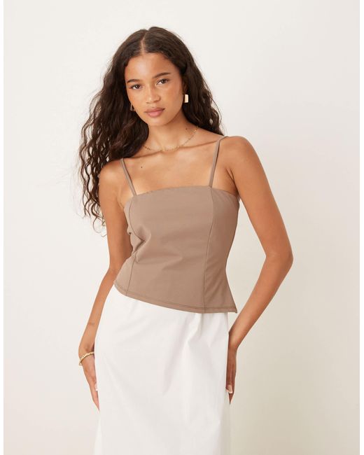 ASOS Natural Cami Maxi Dress With Poplin Skirt