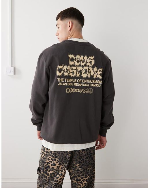 Felpa Rinse Wash Nera Con Grafica di Deus Ex Machina in Gray da Uomo