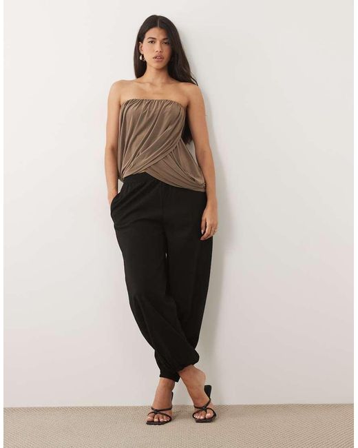 ASOS Brown Bubble Draped Bandeau Top