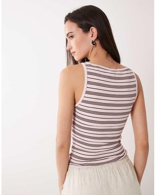 Miss Selfridge Multicolor Stripe Tank Top With Picot Trim