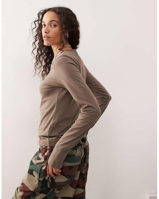 Weekday Brown Super Soft Long Sleeve Top