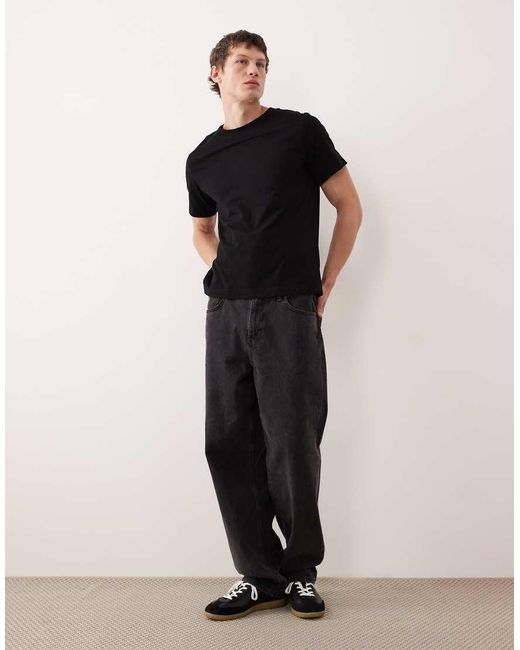Weekday Black Classic Boxy Oversized Heavyweight Jersey T-shirt for men