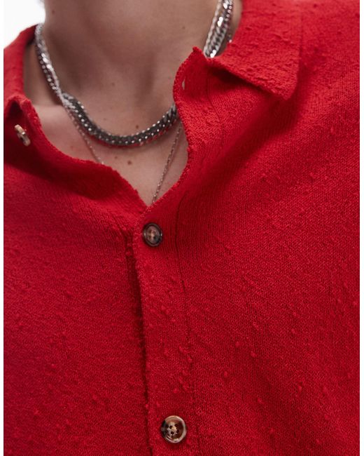 Topman – strukturiertes relaxed fit strickhemd in Red für Herren