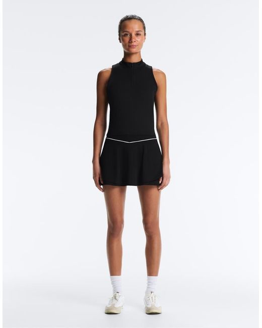 Oysho Black Sleeveless Half-Zip T-Shirt