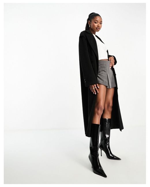 4th & Reckless Black Longline Wool Look Formal Coat