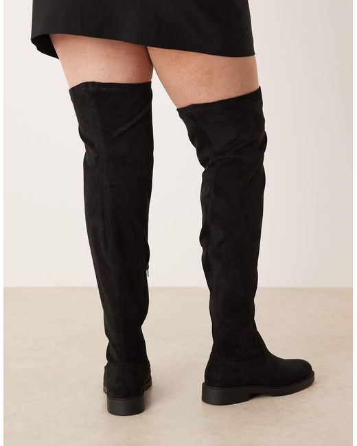ASOS Black Curve Kacey Smart Flat Over The Knee Boots
