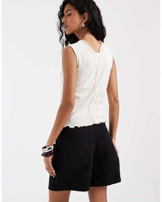 Vero Moda White Kirsa High Waist Loose Fit Denim Shorts