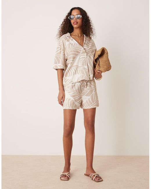 Vila Natural Boxy Polo Detail Top Co-ord