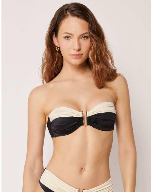 Calzedonia Black Bandeau Bikini Top Elegant Bicolor