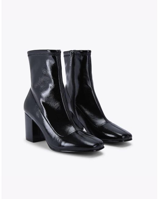 Carvela Kurt Geiger Black Strut Heeled Patent-Faux Leather Ankle Boots
