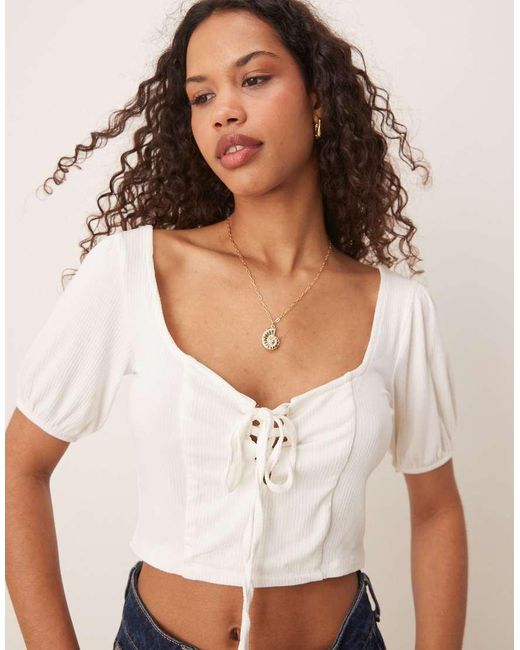 Glamorous White Square Neck Tops