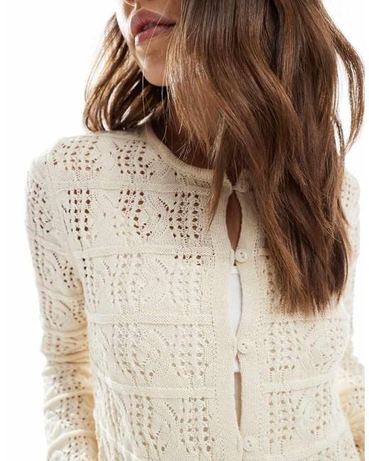 Cardigan All'Uncinetto Color Crema Con Bottoni Sul Davanti di Vero Moda in Natural