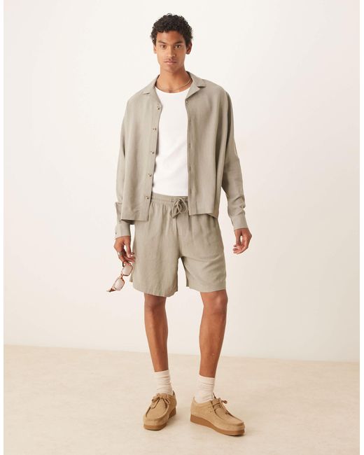 Chemise d'ensemble coupe carrée en lin avec col à revers ASOS pour homme en coloris Natural