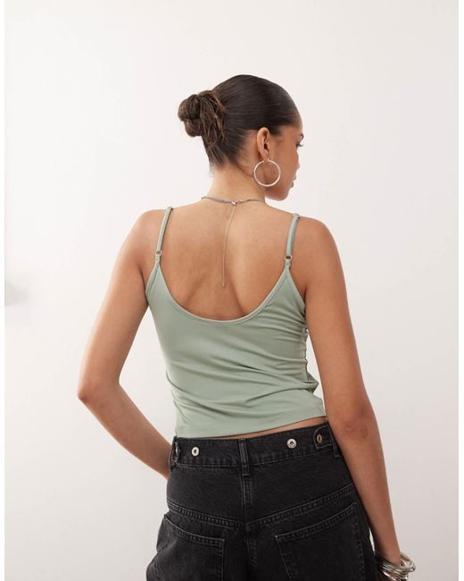 Collusion Green Deep V Cami Top