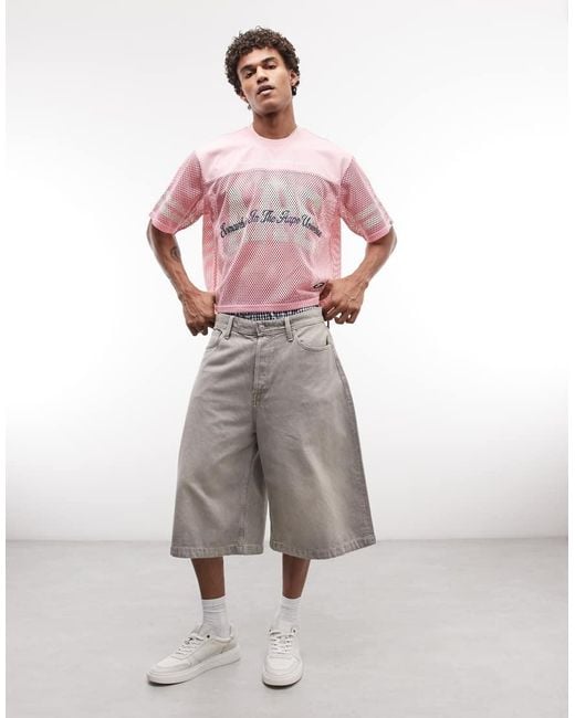 Aape By A Bathing Ape Pink Aape By A Bathing Ape Oversized Mesh Jersey Top for men