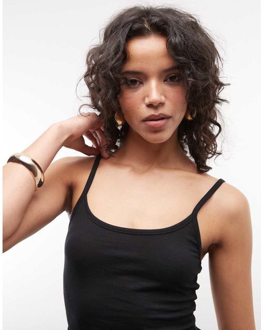 Collusion Black Spaghetti Strap Fitted Vest Top