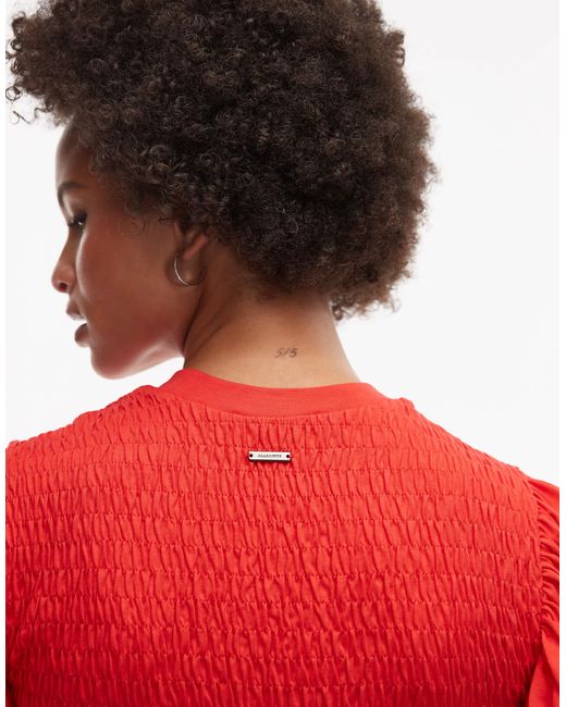 AllSaints Red – dael – gesmoktes oberteil