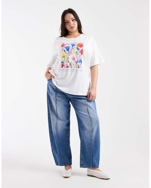 ONLY White Flower Graphic Print Oversized T-Shirt
