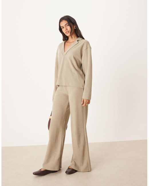 ASOS Natural Supersoft Rugby Collar Long Sleeve Top
