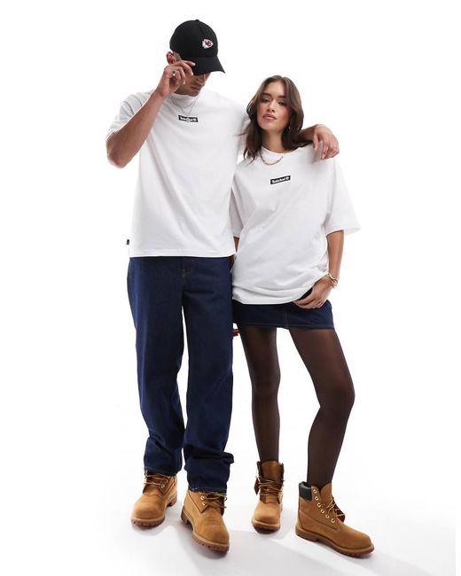 Timberland White Oversized T-shirt With Central Logo for men
